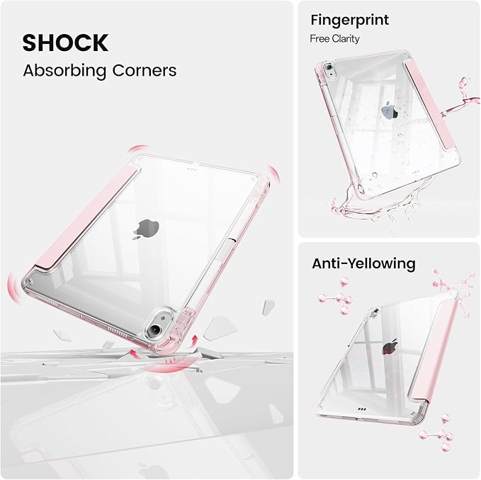 Clear Case for New iPad Pro 11 Inch Case M5/M4 2025/2024 (6th/5th Generation) Slim Shockproof TPU Cover with Pencil Holder Multi-Angle Stand &amp Auto Wake/Sleep (Black)