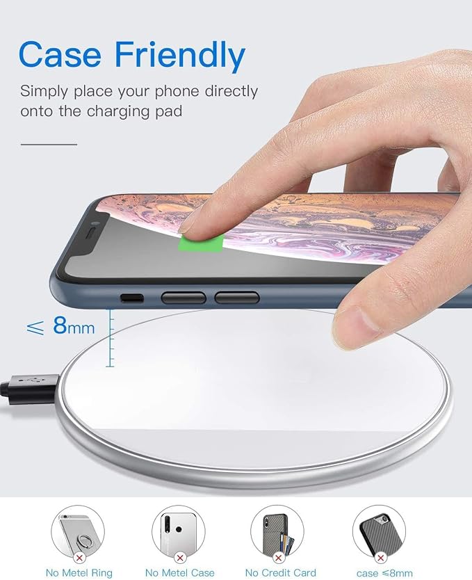 15W Wireless Charger Fast Charging Pad Compatible with Samsung Galaxy S25 Plus Slim Quick Charge White