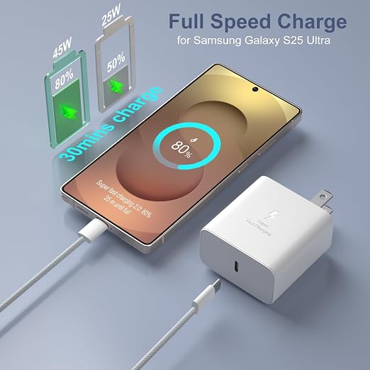 45W Super Fast Charger Type C for Galaxy S26 Ultra USB-C Charger Block with 10ft USB C to C Cable for Galaxy S25 FE S24 S23 Tab S11 S10 Android Phones 3Pack
