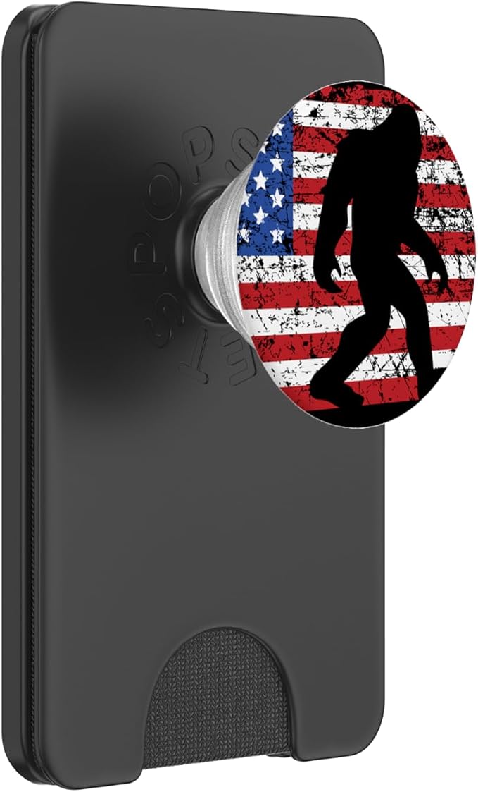 American Flag Bigfoot Black PopSockets Stand for Smartphones and Tablets PopSockets Adhesive PopGrip