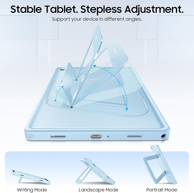 Fintie Multi-Angle Kickstand Case for Samsung Tab A11+/A9+ 11 in Black | Dual-Axis Aluminum Stand PC &amp TPU Protection Slim Frosted Hard Cover with Anti-Scratch Surface Stable Viewing Angles