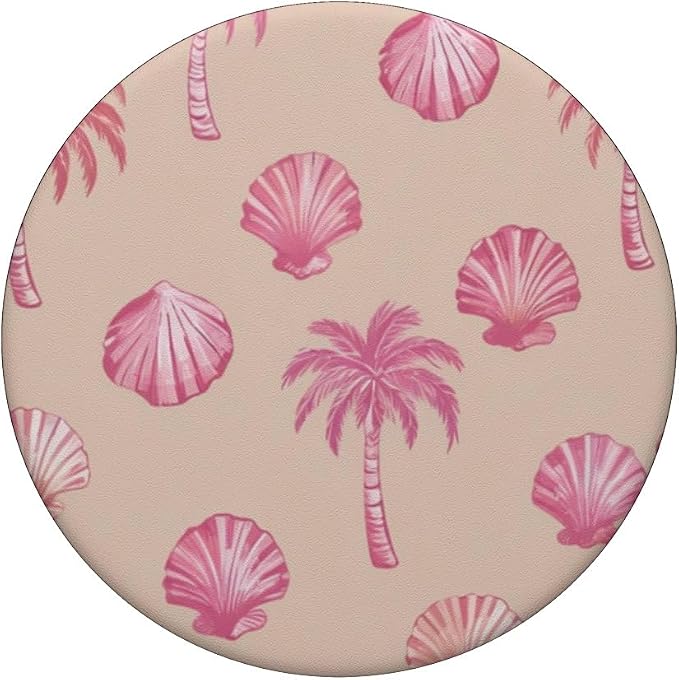 Pink Tropical Palm Shell Pattern PopSockets PopWallet for MagSafe