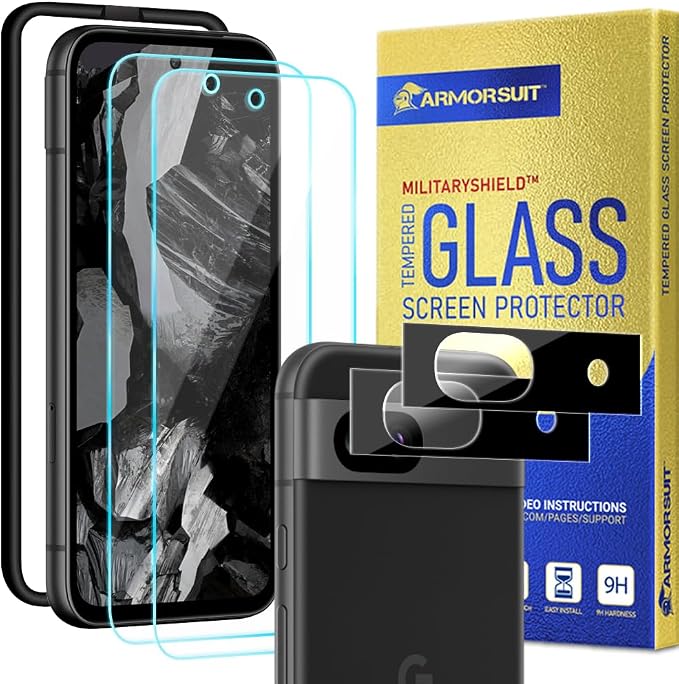 ArmorSuit 2+2 Pack for Google Pixel 8a Screen Protector + Camera Lens Protector Case Friendly 9H+ HD Tempered Glass (w/Alignment Tool)