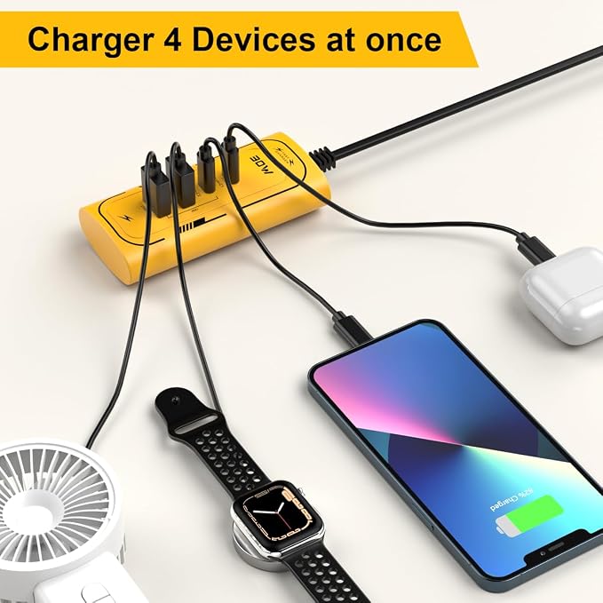 USB C Wall Charger 30W 4Ports Phone Fast Charger Block (2 USB A Port +2 USB C Ports) Cellphone Cube Adapter Compatible iPhone13/14/15/16/17 Pro/Pro Max/iPad Airpods iwatch Samsung Galaxy