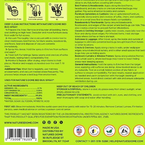Nature's Dome Bed Bug Spray – 100% Kill Rate, 1 Gallon Natural Bed Bug & Mite Killer, Destroys Eggs, Kills Resistant Strains, Long-Lasting Protection, Safe for Home Use