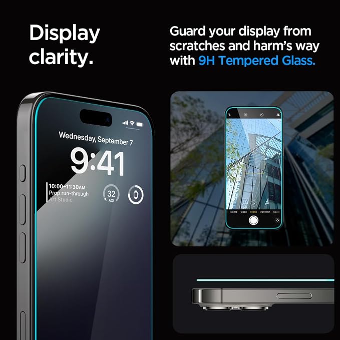 Spigen GlasTR EZ FIT Tempered Glass Screen Protector for iPhone 15 Pro | 9H Hardness Tempered Glass Easy Installation Kit Case-Friendly Crystal Clear Touch Responsive Oleophobic Coating