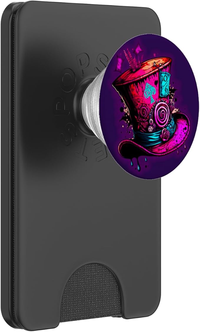 We're All Mad Here Pink Steampunk Alice in Wonderland Hat PopSockets Adhesive PopGrip