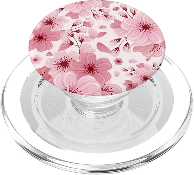 Pink Cherry Blossom Floral Pattern PopSockets PopGrip for MagSafe