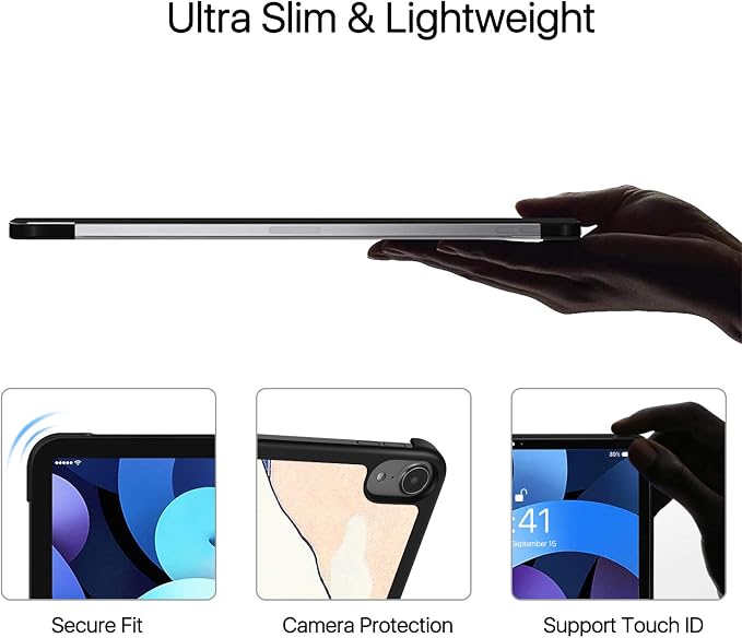 TNP Cover Case for iPad Air 11 Inch M2 6th 2024 5th 4th Generation(2022 2020) - 10.9 Almond Blossom Case with Pencil Holder for 2nd Gen Apple Pencil - Protective Cover with Trifold Stand