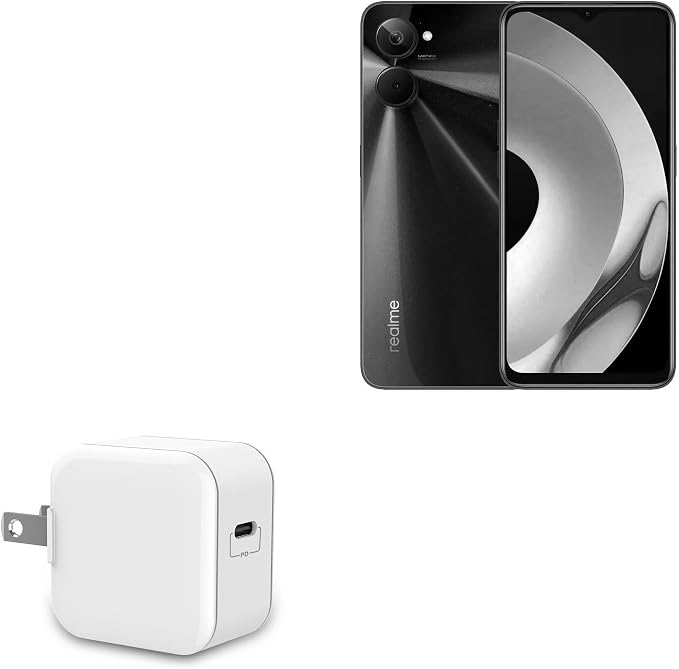 BoxWave Charger Compatible with Realme 10s - PD GAN miniCube (30W) 30W Tiny PD GAN Type-C Wall Charger - Winter White