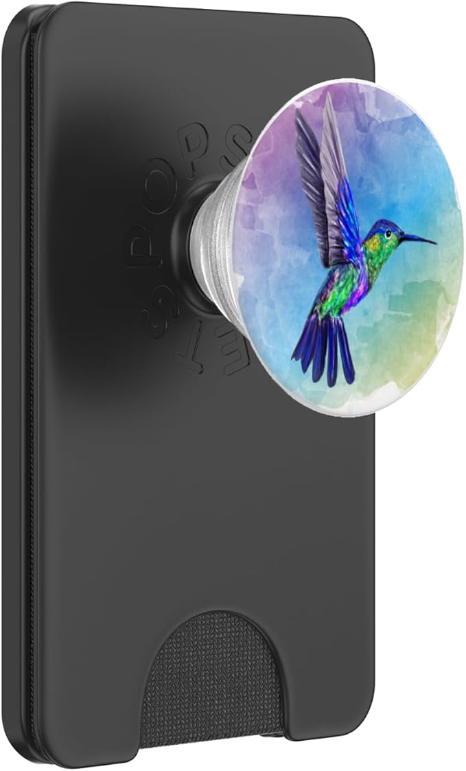 Colorful Watercolor Nature Blue Hummingbird Colorful Bird PopSockets Adhesive PopGrip