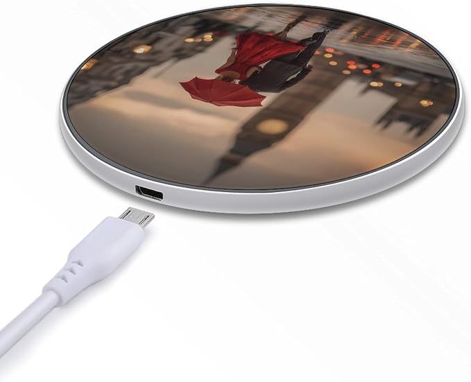 Couple Walking in London Street Big Ben Wireless Charger SlimWireless Charging Pad Anti-Slip Charger Mat for Men Women