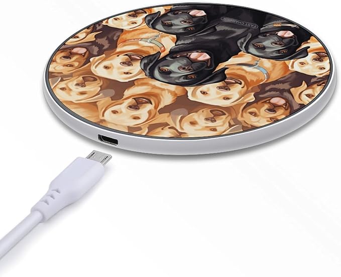 Labrador Retriever Dogs Wireless Charger Fast Charging Pad | Anti-Slip Qi Certified Wireless Charging Pad for All Phones with Wireless Charging Function for Home Office Travel
