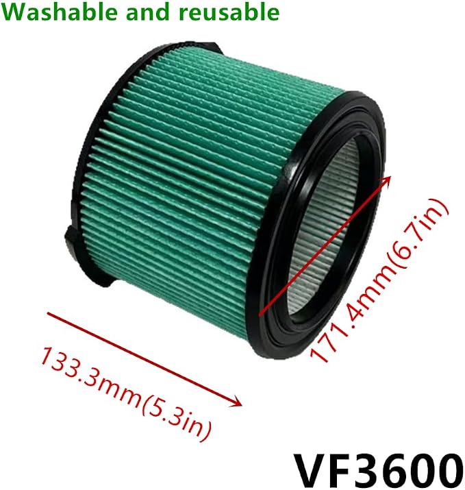 2 PACK yamoutai VF3600 HEPA Material Pleated Paper Wet/Dry Vac Replacement