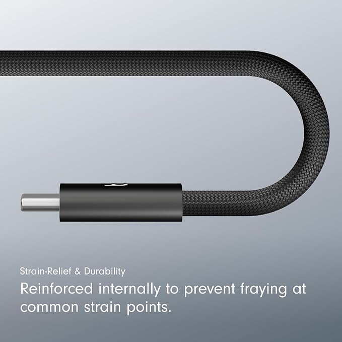 Beats 240W USB-C to USB-C Braided Cable Fast Charging Durable/Tangle Free Compatible with Apple and Android Devices (3 m/10 ft) – Bolt Black