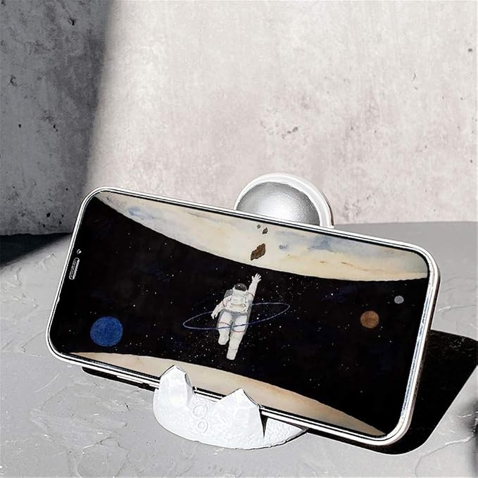 YAKVOOK Unique Cute Cell Phone Stand Car Holder Cool Fun 3D Cartoon Astronaut Design Mobile Phone Tablet Bracket for Desk Compatible with All Smartphones for Children Gift Decor Home (Kick Gold)