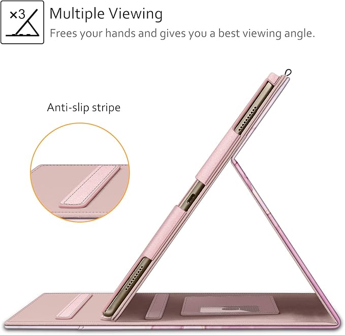 Fintie Multi-Angle Case 2017/2015 iPad Pro 12.9 inch (Old Model) 1st &amp 2nd Gen Case - [Corner Protection] Folio Stand Cover with Pencil Holder &amp Pocket Auto Wake/Sleep Blooming Hibiscus