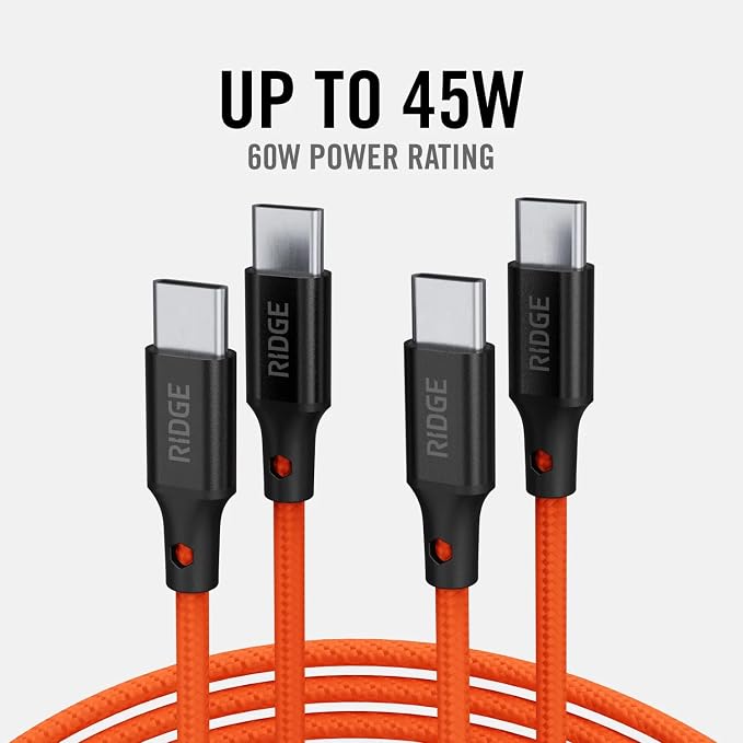 Ridge 45W Wall Charger Set Dual USB-C Ports Laptop-Grade Power with Complete Cable Kit Included - Basecamp Orange