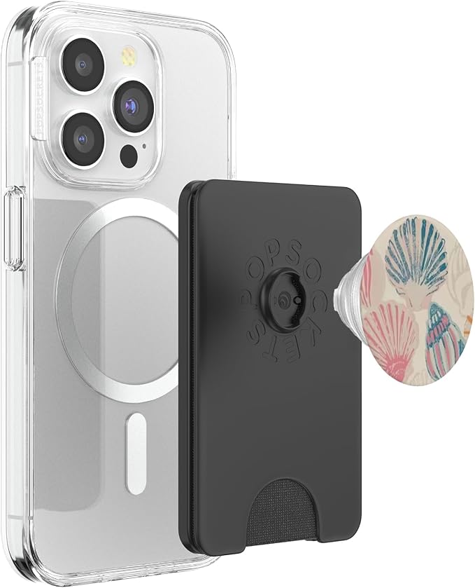 Pink Sea Shell Art PopSockets PopWallet for MagSafe