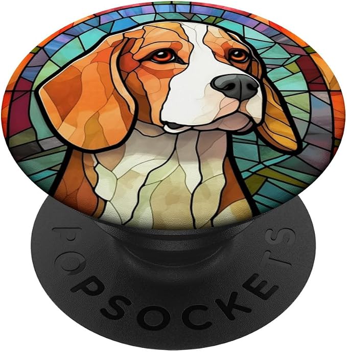 Beagle Dog Stained Glass PopSockets PopGrip for MagSafe