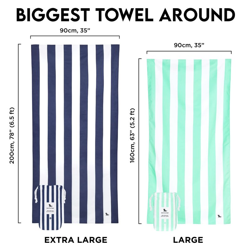 Dock & Bay Beach Towel - Quick Dry, Sand Free - Compact, Lightweight - 100% Recycled - Includes Bag - Cabana - Phi Phi Pink - Extra Large (200x90cm, 78x35)