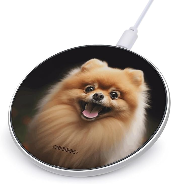 Pomeranian Wireless Charger Fast Charging Pad | Anti-Slip Qi Certified Wireless Charging Pad for All Phones with Wireless Charging Function for Home Office Travel
