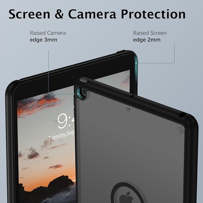 Telaso Magnetic for iPad 9th Generation/iPad 8th Generation/iPad 7th Generation Case iPad 10.2 inch 2021/2020/2019 Translucent Matte Back Soft TPU Bumper Military Grade Protective Case Black