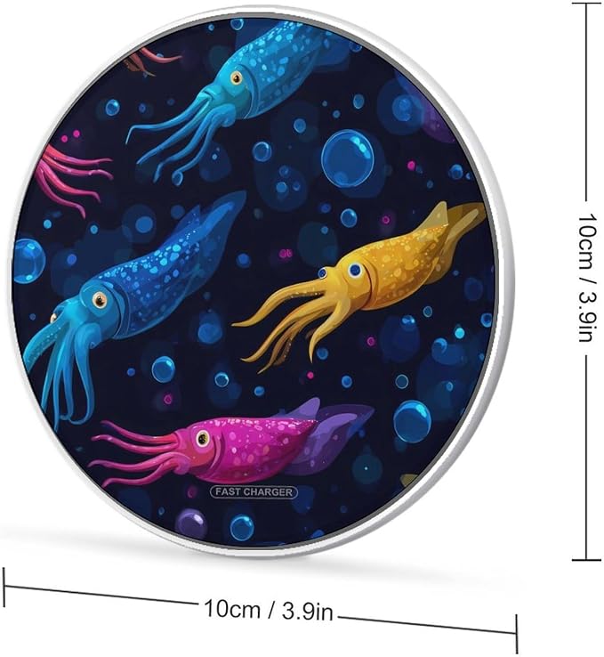 Colorful Squid Ocean Animal Wireless Charger Portable Charging Pad | LightweightAll Smartphone
