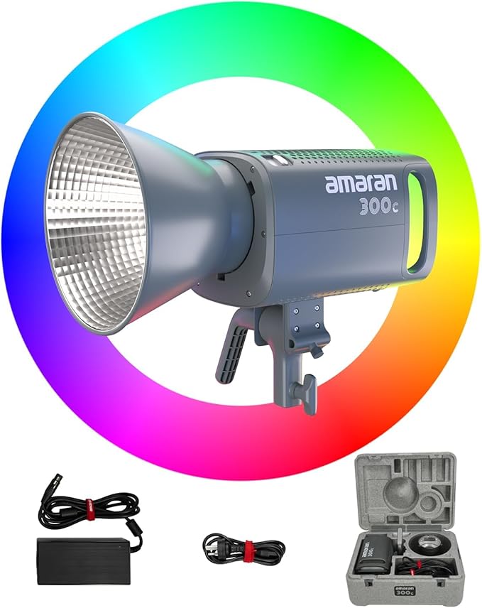 Amaran 300c RGB LED Video Light,Bowen Mount, 2,500K-7,500K CCT with G/M Adjustment, APP Control,Key Light,Studio Light,Photography Lighting (amaran 300c Grey)