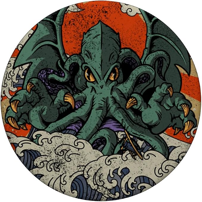 Kaiju Cthulhu Necronomicon Large Wave Off Kanagawa Kaijin PopSockets Adhesive PopGrip