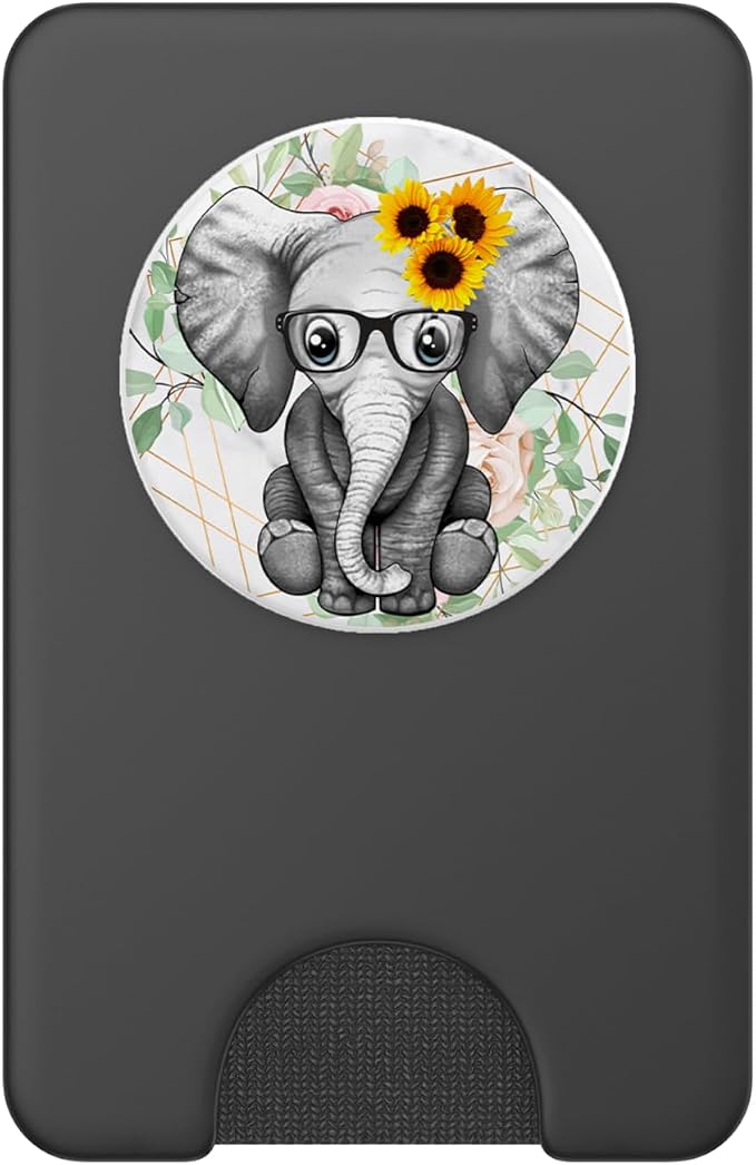 Cute Elephant Sunflower PopSockets Adhesive PopGrip