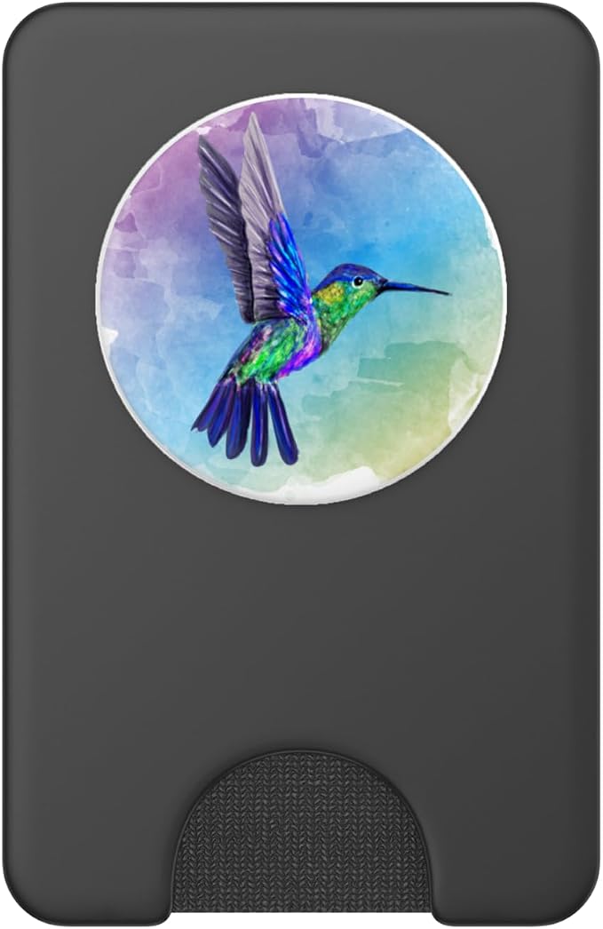 Colorful Watercolor Nature Blue Hummingbird Colorful Bird PopSockets Adhesive PopGrip