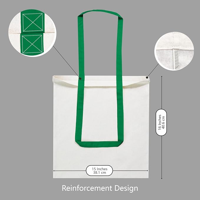 TOPDesign 24-Pack Economical 16"x15" Cotton Tote Bag, Lightweight Medium Reusable Grocery Shopping Cloth Bags, Suitable for DIY, Advertising, Promotion, Gift, Activity