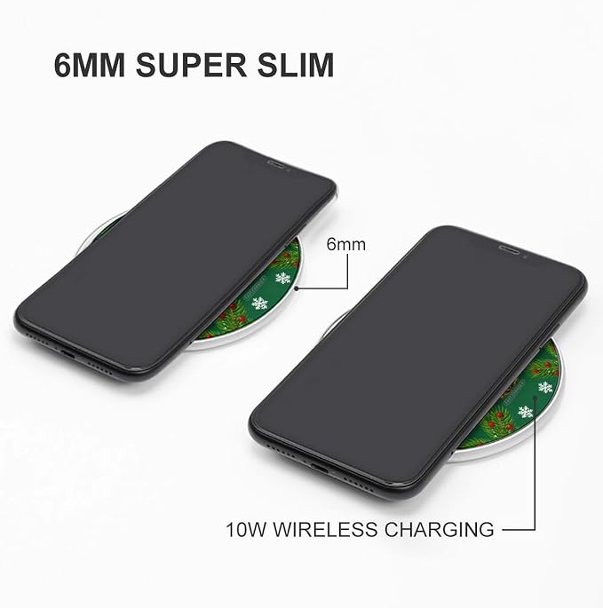 Christmas Chime Wireless Charger Fast Charging Pad | Anti-Slip Qi Certified Wireless Charging Pad for All Phones with Wireless Charging Function for Home Office Travel
