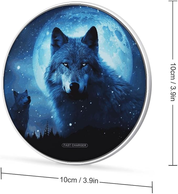 Wolfs Wireless Charger 10W Fast Charging Pad Anti-Slip Qi Certified Wireless Charging Pad Charging Station Portable Phone Charger for All Wireless Charging Smartphone