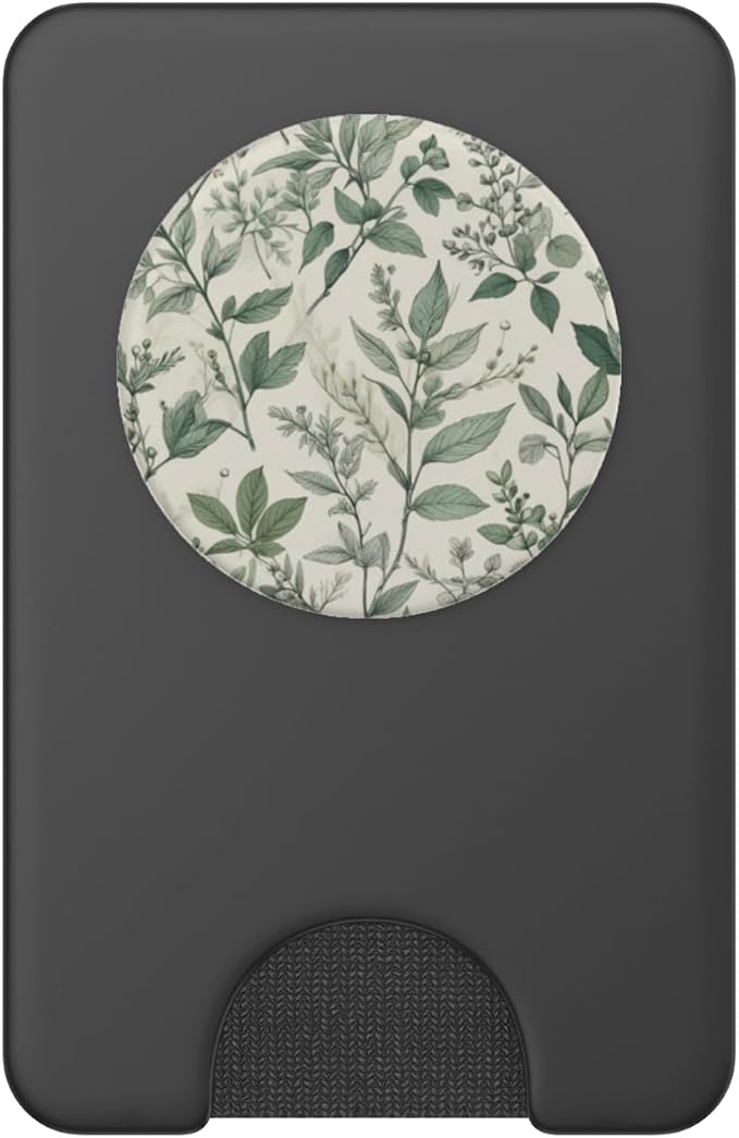 Sage Green Botanical Leaf Pattern PopSockets Adhesive PopGrip