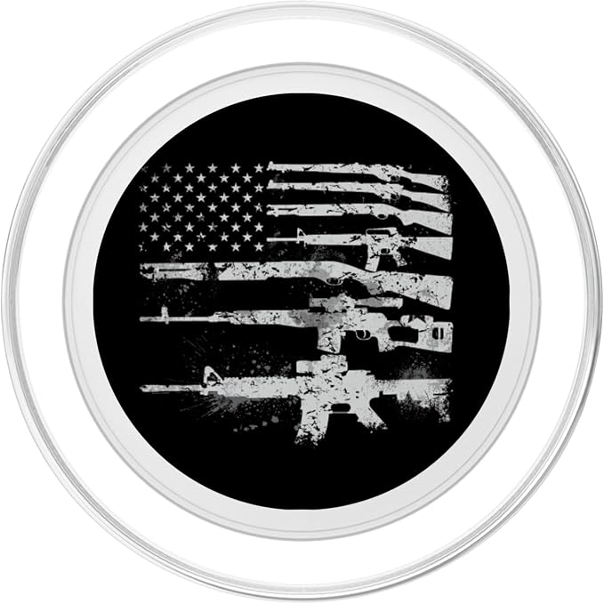 USA Flag Guns Weapons Rifles 2A Amendment PopSockets Adhesive PopGrip