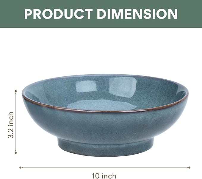 10" Decorative Bowl,Ceramic Fruit Bowl for Kitchen Counter,Coffee Table, Dining Room,Table Centerpiece Bowel,Entryway Key Holder & Jewelry Organizer (Ocean Blue)