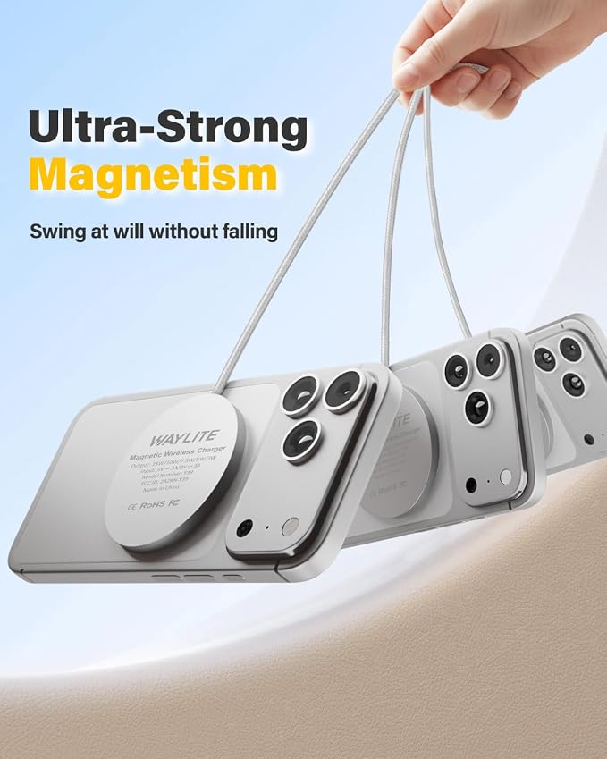 6FT Magnetic Wireless Charger Charging Pad - 15W Fast Mag-Safe Phone Charger for Apple iPhone 17 16 15 14 13 12 Series &amp AirPods 4 3 2 Pro Phone Charging Pad with Plug for Desk &amp Travel 1Pac