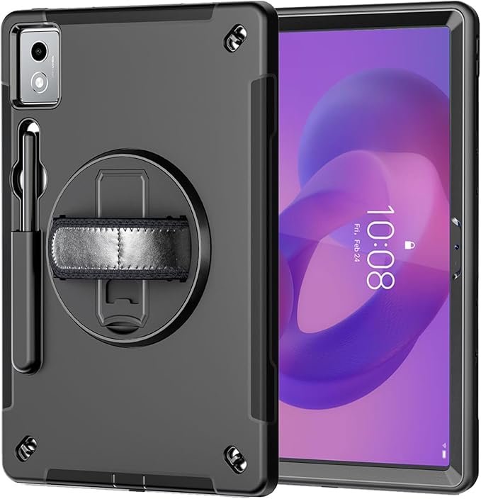 ZenRich Rugged Case for Lenovo Idea Tab Pro 12.7inch,Heavy Duty Shockproof Protective Case w/ [360 Rotating Kickstand] [Hand Strap][Shoulder Belt] for Lenovo Idea Tab Pro 2025 Realease Black
