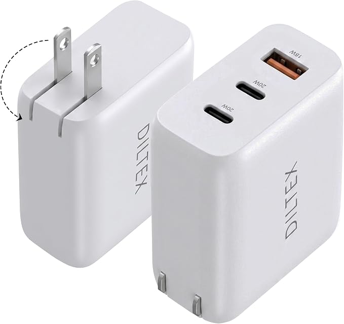 3USB Ports Gan 20W Foldable Charger 2 Pack - Compact Dual USB-C &amp USB-A Fast Charger with Smart Power Output for Safe Charging- Charging Block Compatible with Apple &amp Android Simultaneously
