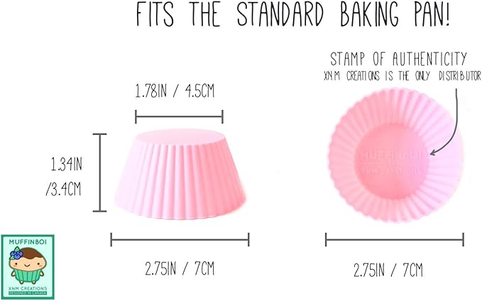 Muffinboi by XNM Creations, Premium Grade Silicone Cupcake and Muffin Liner Molds Baking Cups (Pastel), Pack of 24