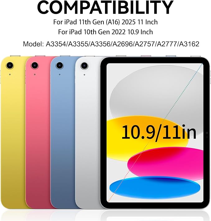 Hybrid Case for iPad A16 11th/10th Generation 11/10.9 with Clasp | 2025/2022 Magnetic Detachable Trifold Stand Portrait/Landscape Angle Clear Protective Case Auto Wake/Sleep Black