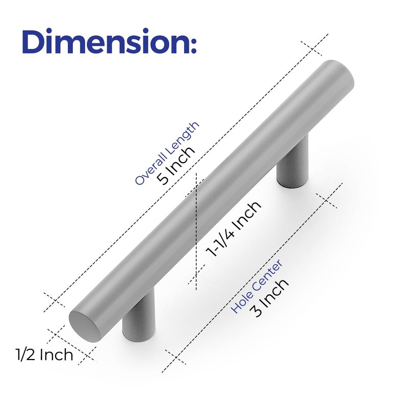 Ravinte 1 Pack | 5 Inch Cabinet Pulls Grey Stainless Steel Kitchen Drawer Pulls Cabinet Handles 5 InchLength, 3 Inch Hole Center