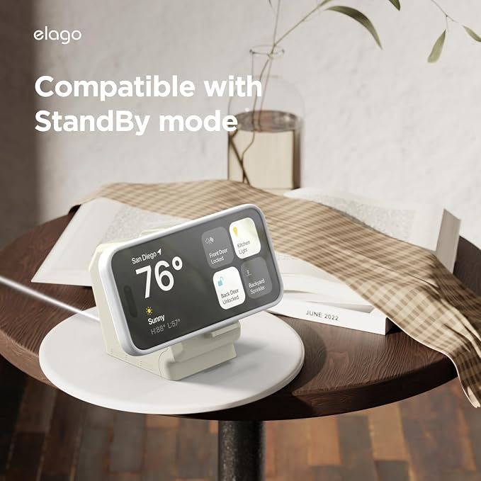 elago MS M4 Charging Stand for MagSafe Charger | Compatible with MagSafe Classic Monitor Design Premium Silicone Stand for [Charging Cable Not Included] [Classic White]