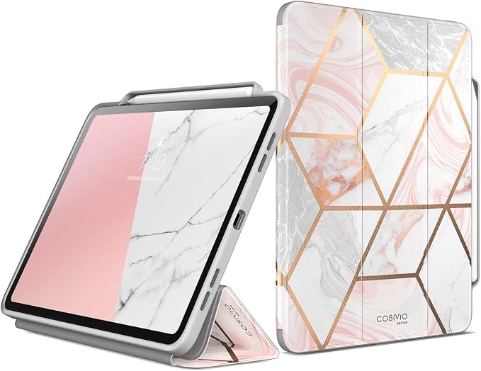 i-Blason Cosmo Case for New iPad Pro 12.9 Inch (2022 2021 2020 Release) Full-Body Trifold Stand Protective Case Smart Cover with Auto Sleep/Wake &amp Pencil Holder (Marble)
