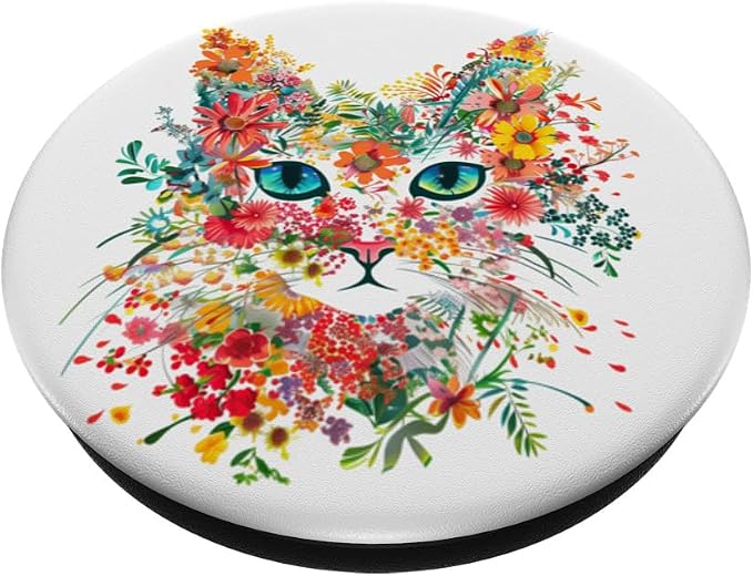 Floral Flower Cat PopSockets PopGrip for MagSafe