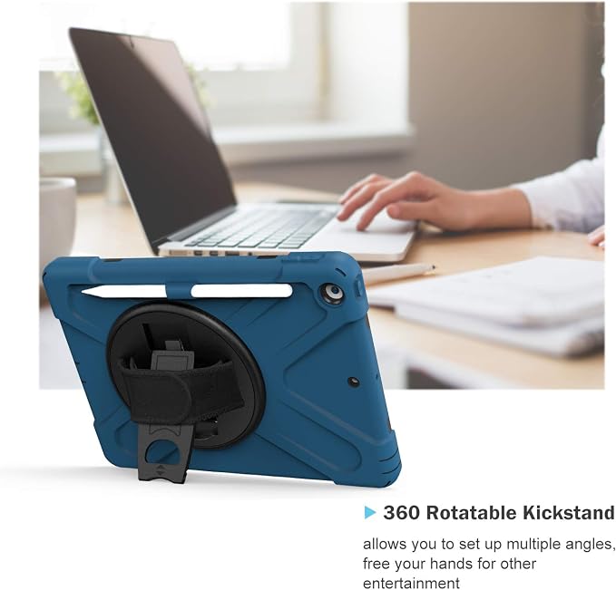 ProCase Rugged Case for iPad 9th/ 8th/ 7th -Teal | Heavy Duty Shockproof Protective Cover with Strap for 10.2 iPad 9/8/7 (2021/2020/2019)