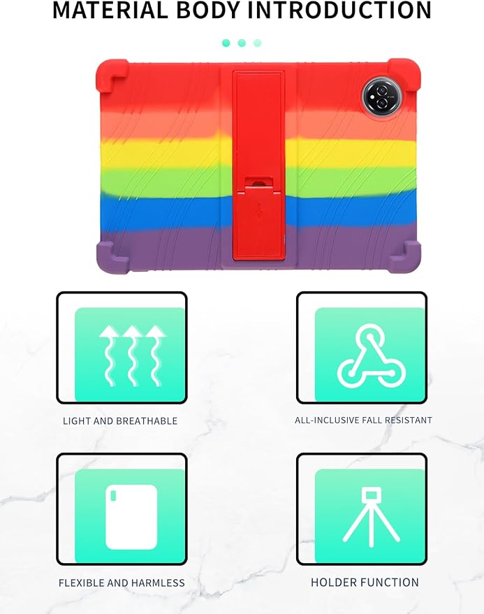 Case for Raemond K80 Tablet 10 Inch Android 15WUNIAK Hollow Back DesignHeat Dissipation Shockproof Lightweight Adjustable Kickstand Silicone Shell&ampKids Friendly Soft CaseBlack