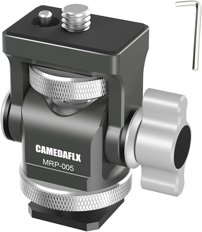 CAMEDAFLX Tilt Adjustable Camera Monitor Mount,Swivel Field Monitor Holder with Cold Shoe Mount 1/4"-20 Screw for 5” and 7”Monitor(Grey).